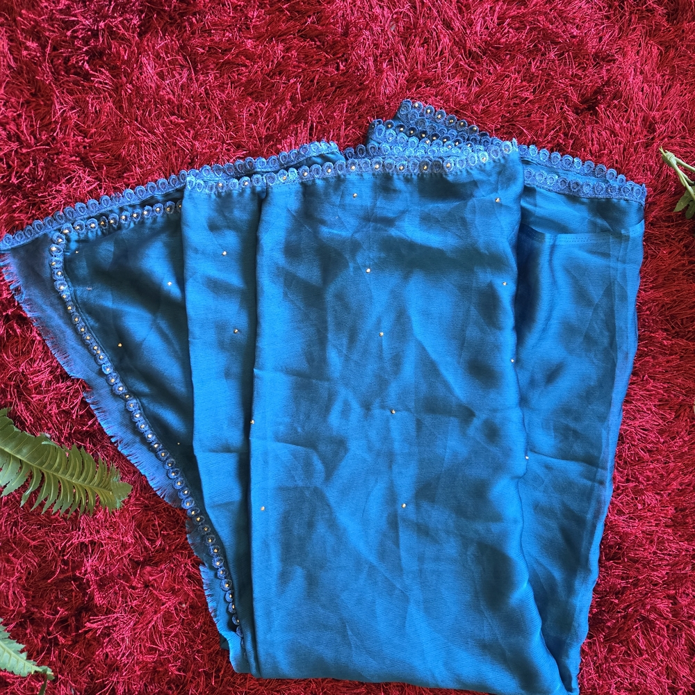 Blue Saree With Gold Detail